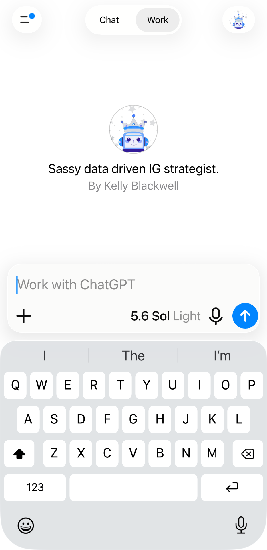 Analytics Queen custom GPT interface: Sassy data driven IG strategist by Kelly Blackwell
