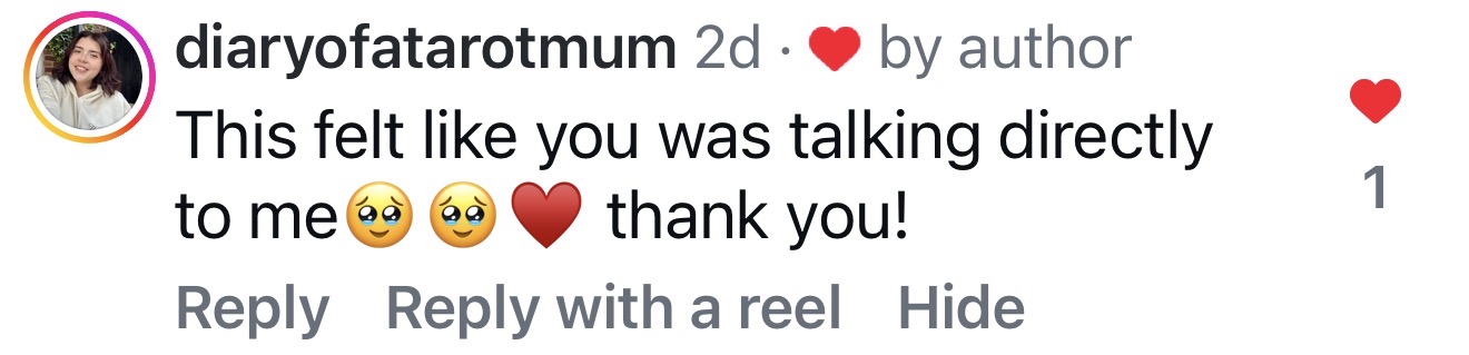 Comment left on the reel, number 2