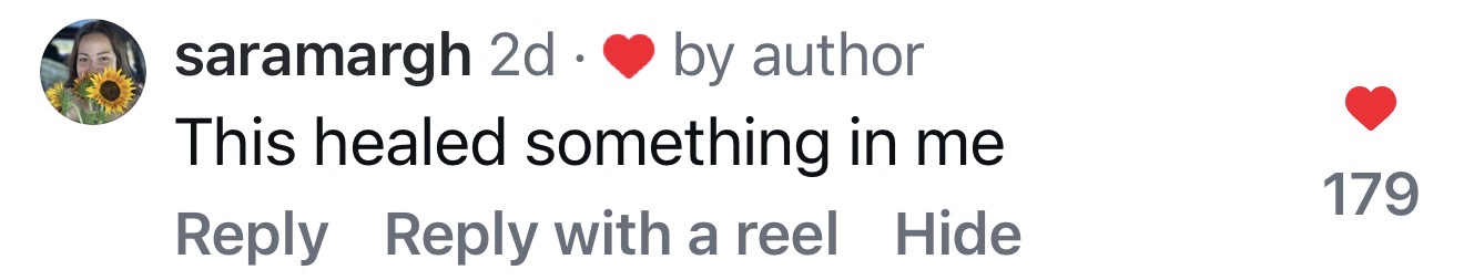 Comment left on the reel, number 3